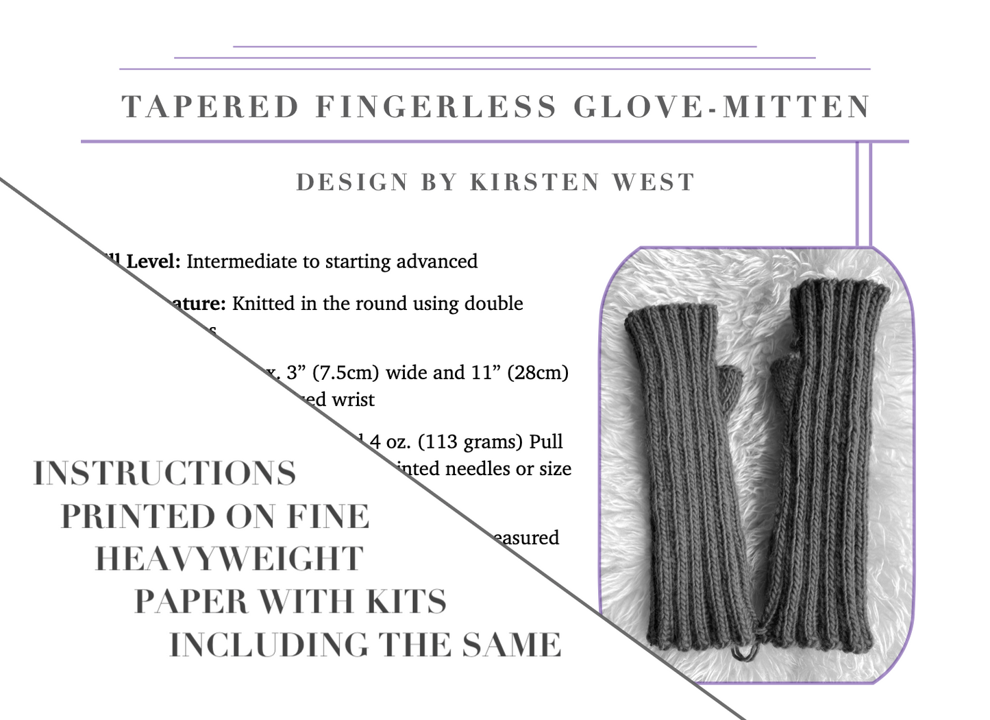 Kit for Danish Tapered Fingerless Mittens
